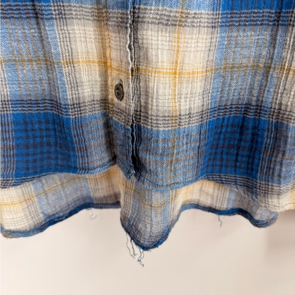 Vintage Mudd Womens Y2K Guazy Plaid Button Up With Lace Back Size Medium Blue - Picture 5 of 7